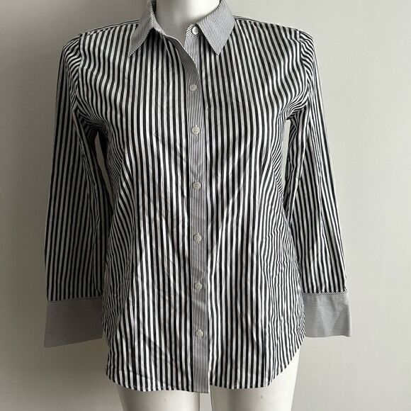 Striped Button-Up, Chico’s Size 1 (Medium) - Picture 2 of 10
